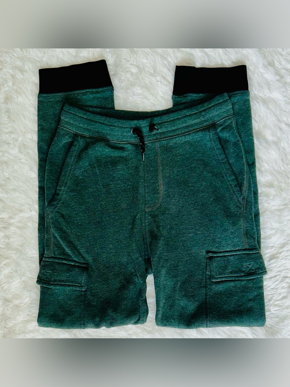 Old Navy Forest Green Kids Cargo Joggers with Black Cuffs - Boys XL